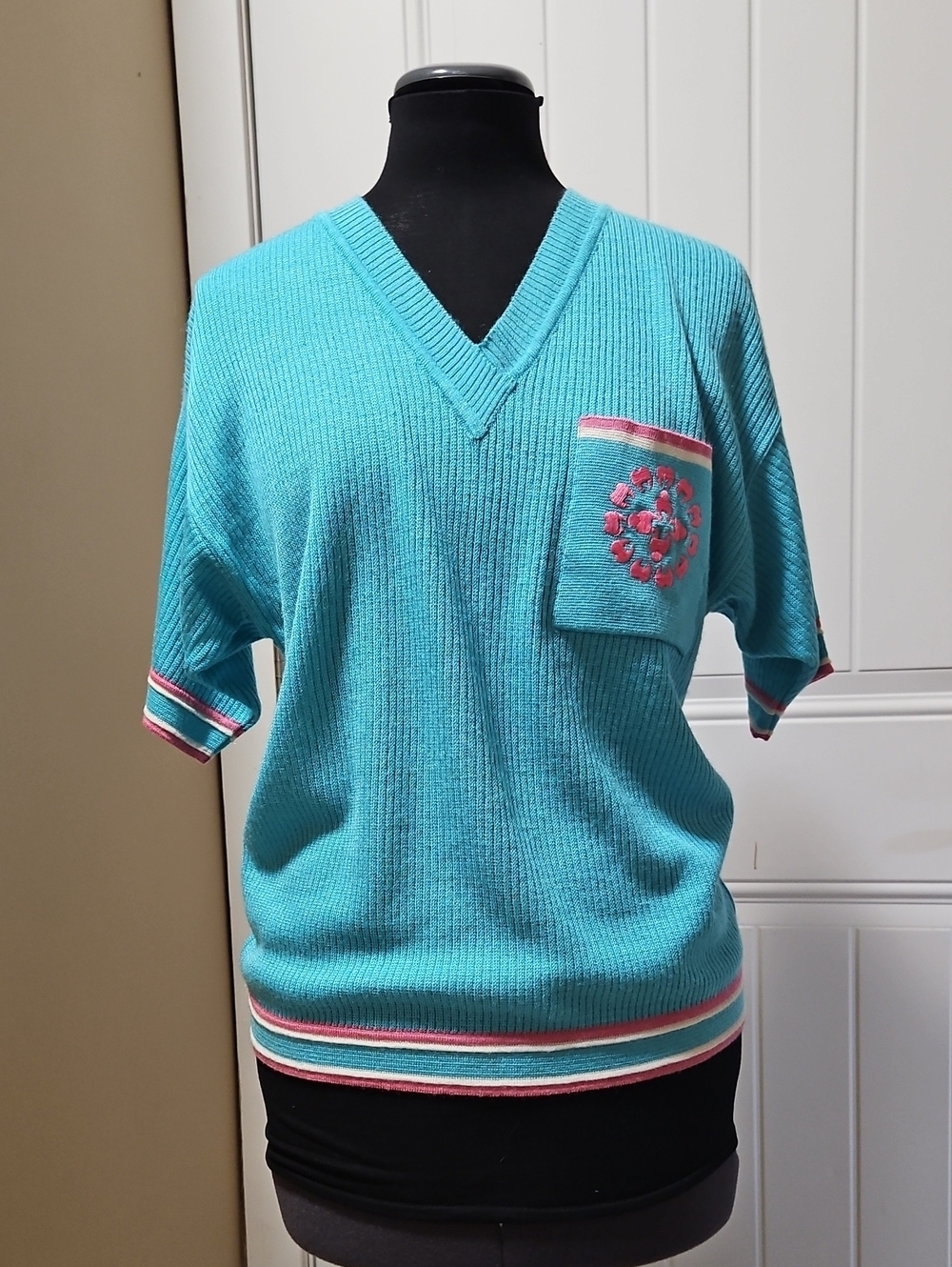 Da Vinci 80s Knit Preppy Sportswear Top Medium